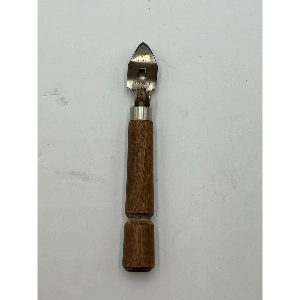 Vintage BONNY USA Bottle Can Opener Wood Handle Kitchen Bar Tool 6.5